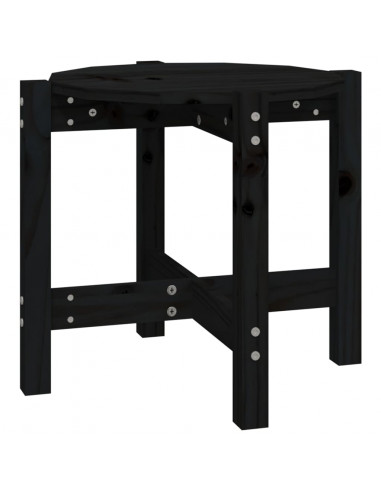 Tavolino da Salotto Nero Ø 52,5x45 cm in Legno Massello di Pino