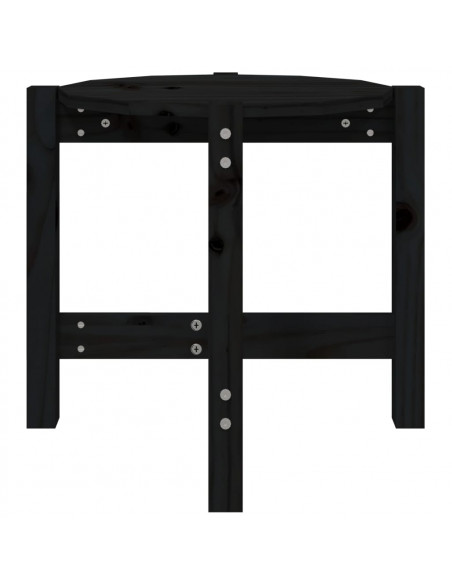 Tavolino da Salotto Nero Ø 52,5x45 cm in Legno Massello di Pino
