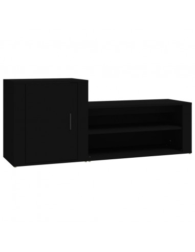 Scarpiera Nera 130x35x54 cm in Legno Multistrato