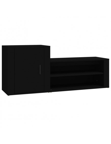 Scarpiera Nera 130x35x54 cm in Legno Multistrato