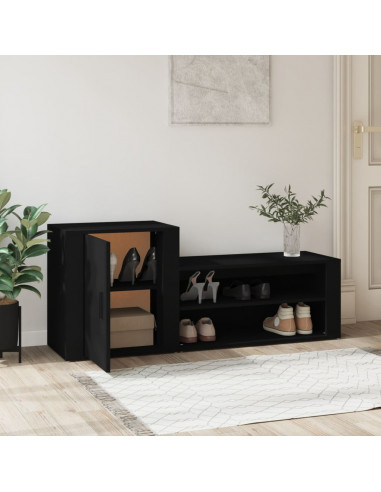 Scarpiera Nera 130x35x54 cm in Legno Multistrato