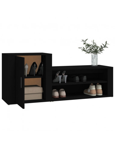 Scarpiera Nera 130x35x54 cm in Legno Multistrato