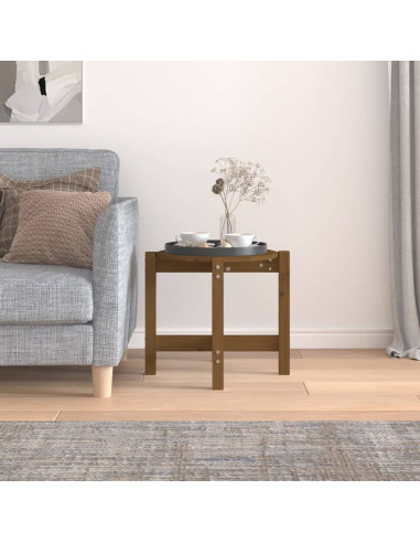 Tavolino da Salotto Miele Ø 52,5x45cm in Legno Massello di Pino