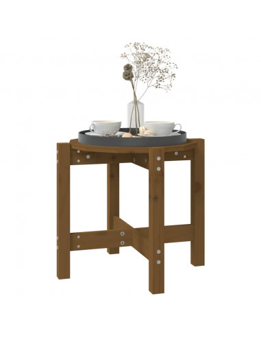 Tavolino da Salotto Miele Ø 52,5x45cm in Legno Massello di Pino