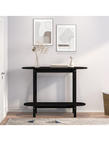 Tavolo Consolle Nero 110x40x80 cm in Legno Massello di Pino