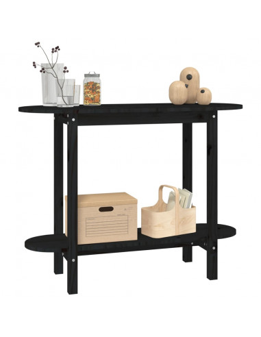 Tavolo Consolle Nero 110x40x80 cm in Legno Massello di Pino