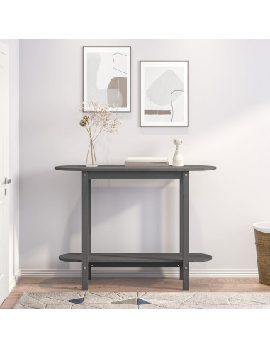 Tavolo Consolle Grigio 110x40x80 cm in Legno Massello di Pino