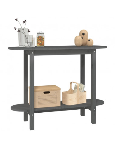 Tavolo Consolle Grigio 110x40x80 cm in Legno Massello di Pino