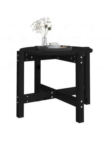 Tavolino da Salotto Nero Ø 62,5x45 cm in Legno Massello di Pino
