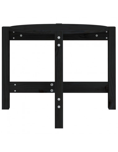 Tavolino da Salotto Nero Ø 62,5x45 cm in Legno Massello di Pino