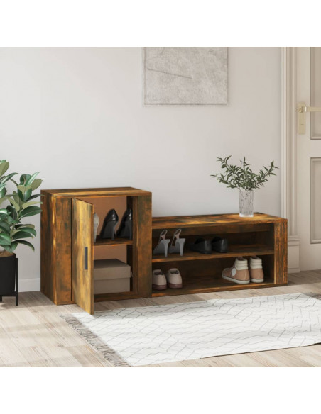 Scarpiera Rovere Fumo 130x35x54 cm in Legno Multistrato