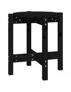 Tavolino da Salotto Nero Ø 42,5x45 cm in Legno Massello di Pino 2