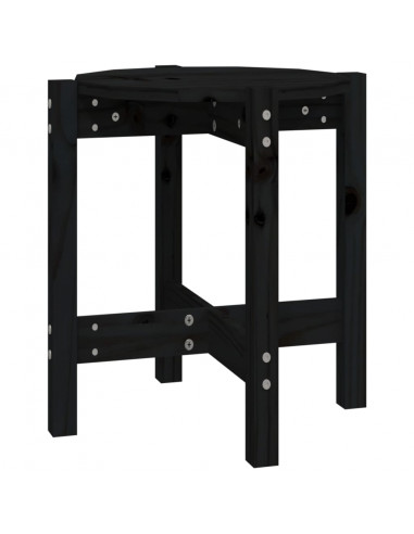 Tavolino da Salotto Nero Ø 42,5x45 cm in Legno Massello di Pino