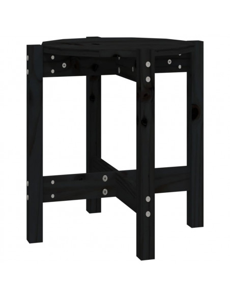 Tavolino da Salotto Nero Ø 42,5x45 cm in Legno Massello di Pino