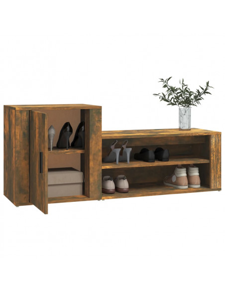 Scarpiera Rovere Fumo 130x35x54 cm in Legno Multistrato