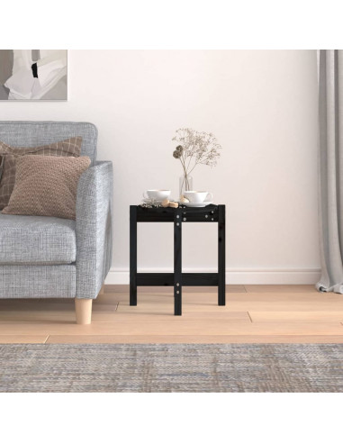 Tavolino da Salotto Nero Ø 42,5x45 cm in Legno Massello di Pino