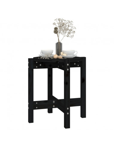 Tavolino da Salotto Nero Ø 42,5x45 cm in Legno Massello di Pino