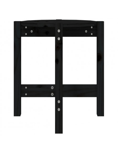 Tavolino da Salotto Nero Ø 42,5x45 cm in Legno Massello di Pino
