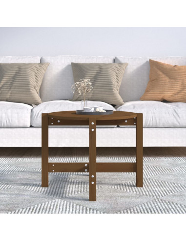 Tavolino da Salotto Miele Ø 62,5x45cm in Legno Massello di Pino