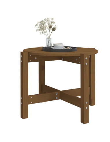 Tavolino da Salotto Miele Ø 62,5x45cm in Legno Massello di Pino