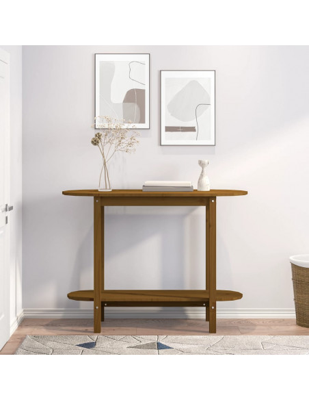 Tavolo Consolle Miele 110x40x80 cm in Legno Massello di Pino