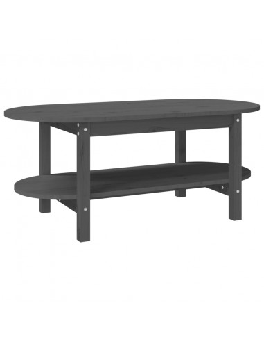 Tavolino da Salotto Grigio 110x55x45 cm Legno Massello di Pino