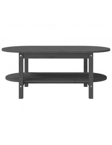 Tavolino da Salotto Grigio 110x55x45 cm Legno Massello di Pino