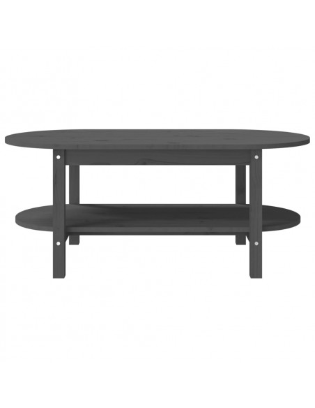 Tavolino da Salotto Grigio 110x55x45 cm Legno Massello di Pino
