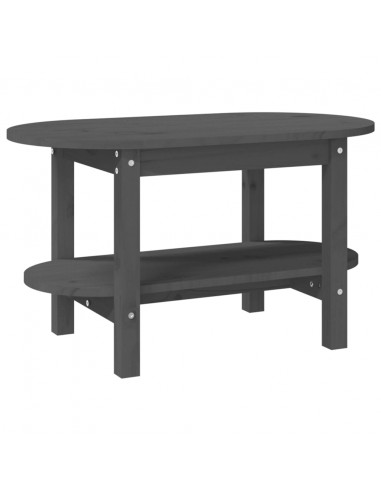 Tavolino da Salotto Grigio 80x45x45cm in Legno Massello di Pino
