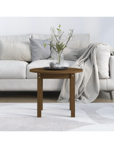 Tavolino da Salotto Miele Ø 55x45 cm in Legno Massello di Pino