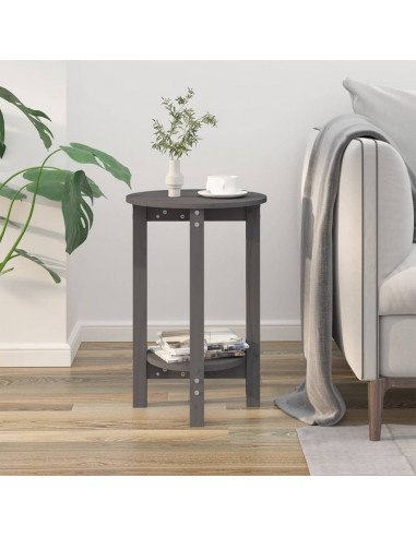 Tavolino da Salotto Grigio Ø 40x60 cm in Legno Massello di Pino