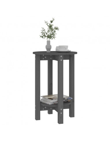 Tavolino da Salotto Grigio Ø 40x60 cm in Legno Massello di Pino