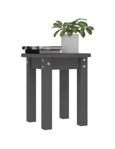 Tavolino da Salotto Grigio Ø 35x35 cm in Legno Massello di Pino