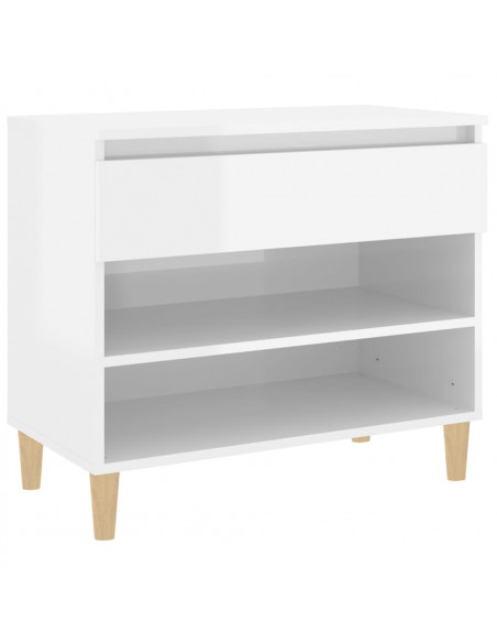 Scarpiera Bianco Lucido 70x36x60 cm in Legno Multistrato