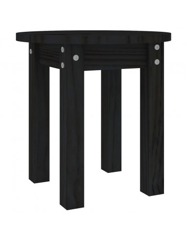 Tavolino da Salotto Nero Ø 35x35 cm in Legno Massello di Pino
