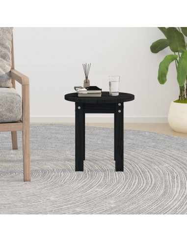 Tavolino da Salotto Nero Ø 35x35 cm in Legno Massello di Pino