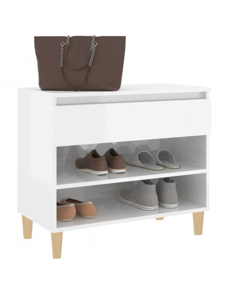 Scarpiera Bianco Lucido 70x36x60 cm in Legno Multistrato