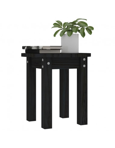 Tavolino da Salotto Nero Ø 35x35 cm in Legno Massello di Pino