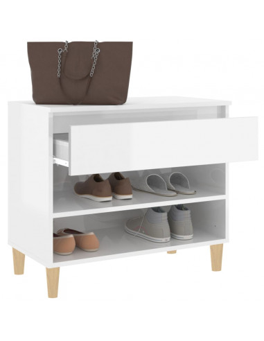 Scarpiera Bianco Lucido 70x36x60 cm in Legno Multistrato