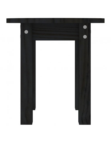 Tavolino da Salotto Nero Ø 35x35 cm in Legno Massello di Pino