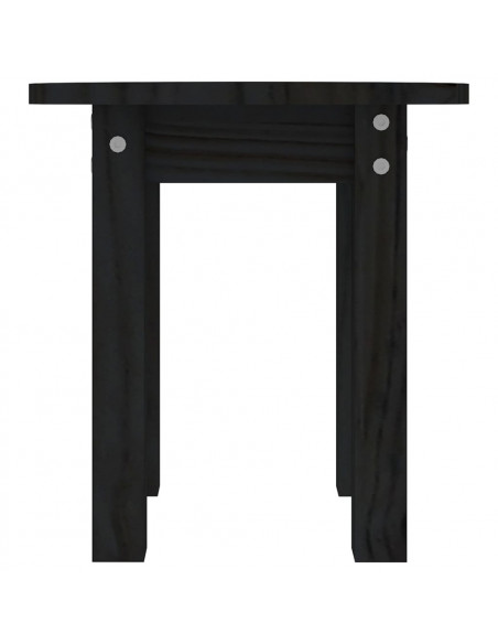 Tavolino da Salotto Nero Ø 35x35 cm in Legno Massello di Pino