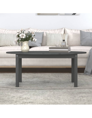 Tavolino da Salotto Grigio 110x55x45 cm Legno Massello di Pino