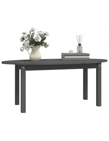 Tavolino da Salotto Grigio 110x55x45 cm Legno Massello di Pino