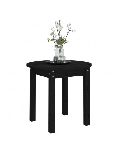 Tavolino da Salotto Nero Ø 45x40 cm in Legno Massello di Pino