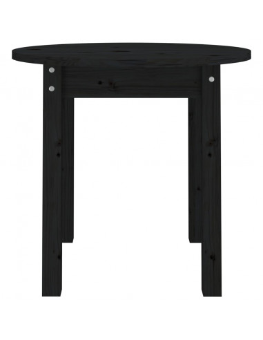Tavolino da Salotto Nero Ø 45x40 cm in Legno Massello di Pino