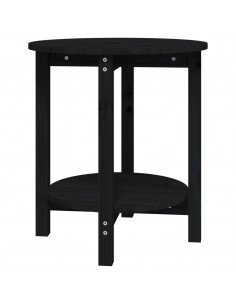 Tavolino da Salotto Nero Ø 55x60 cm in Legno Massello di Pino 2
