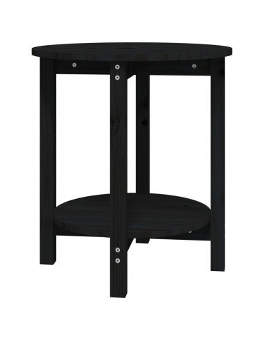 Tavolino da Salotto Nero Ø 55x60 cm in Legno Massello di Pino