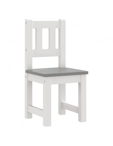 Set Tavolo e Sedie per Bambini 4 Pezzi Bianco e Grigio in MDF