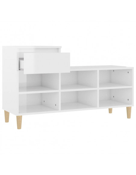 Scarpiera Bianco Lucido 102x36x60 cm in Legno Multistrato