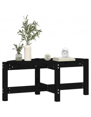 Tavolino da Salotto Nero 87x48x35 cm in Legno Massello di Pino